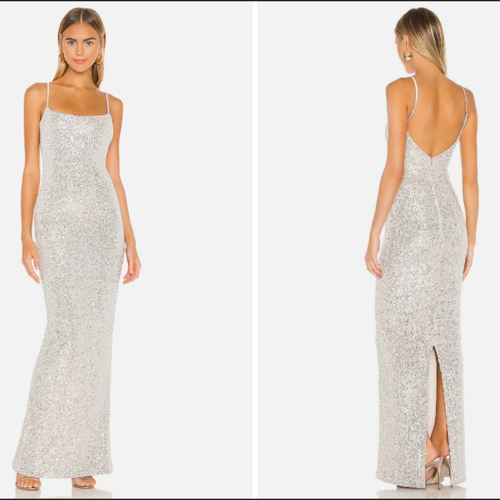 Nookie Lovers Nothings Sequin Gown Silver